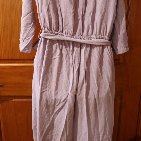 Mello Day Lavender Button Front Long Sleeve Belted Maxi Dress NWT Large - Picture 12 of 16